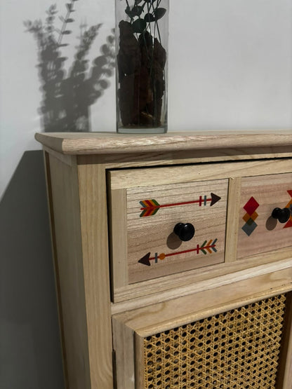 Arrimo Rattan de dos Puertas con Gavetas