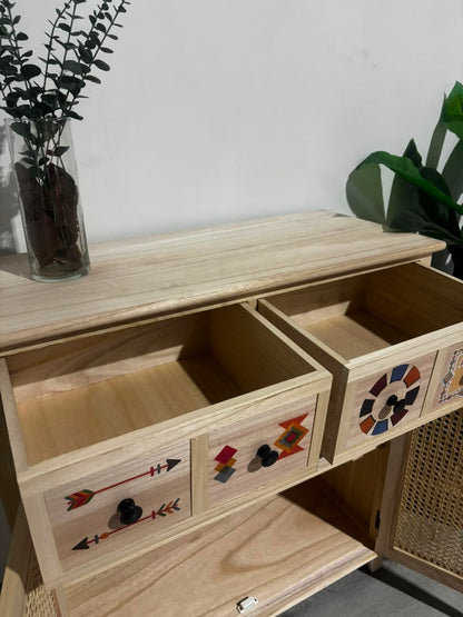 Arrimo Rattan de dos Puertas con Gavetas