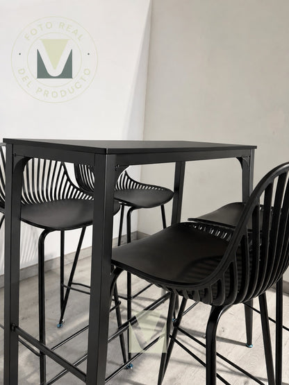Set Terraza Tropea Rectangular Black con 4 Taburetes
