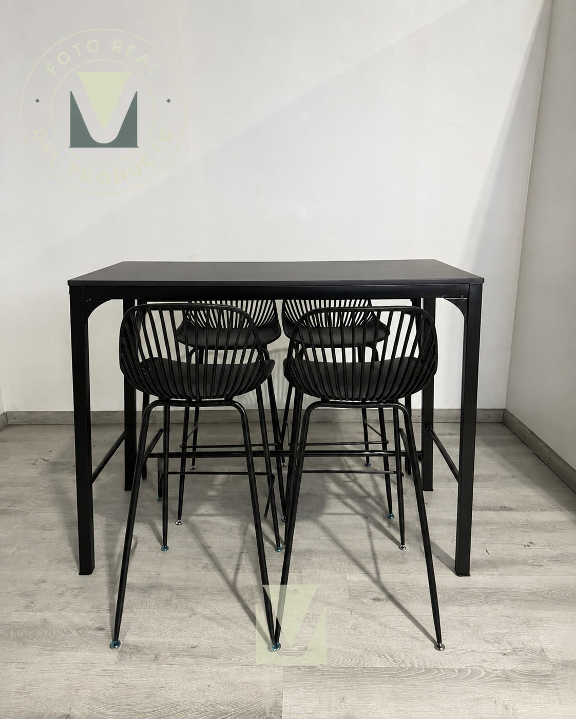 Set Terraza Tropea Rectangular Black con 4 Taburetes