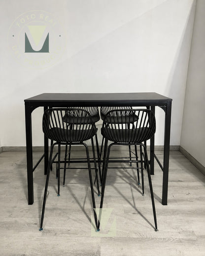 Set Terraza Tropea Rectangular Black con 4 Taburetes