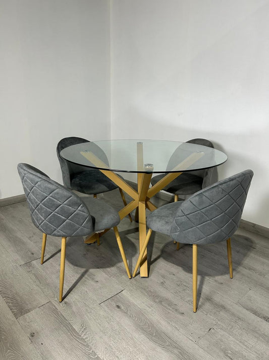 Comedor Redondo Gabrielle Cross Wood 4P