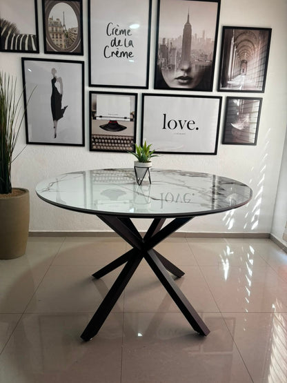 Mesa Cross Stone Black Redonda 120Cm