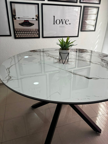 Mesa Cross Stone Black Redonda 120Cm