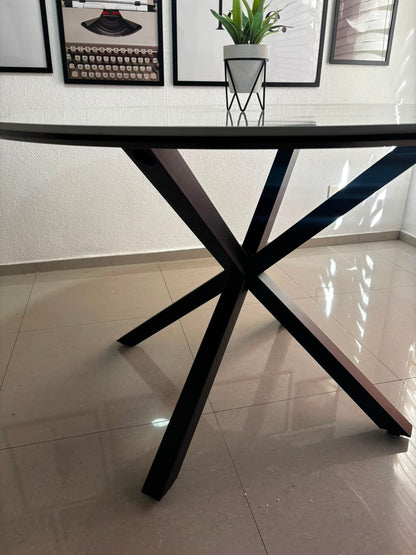 Mesa Cross Stone Black Redonda 120Cm