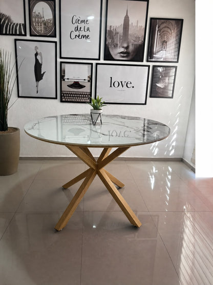 Mesa Cross Stone Wood Redonda 120 Cm