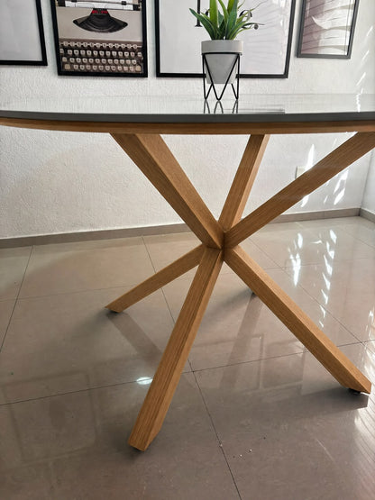 Mesa Cross Stone Wood Redonda 120 Cm