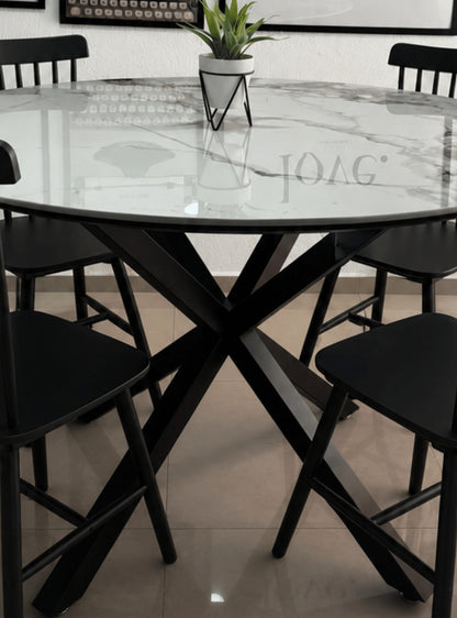 Comedor Cross Redondo Windsor Stone Black 4P