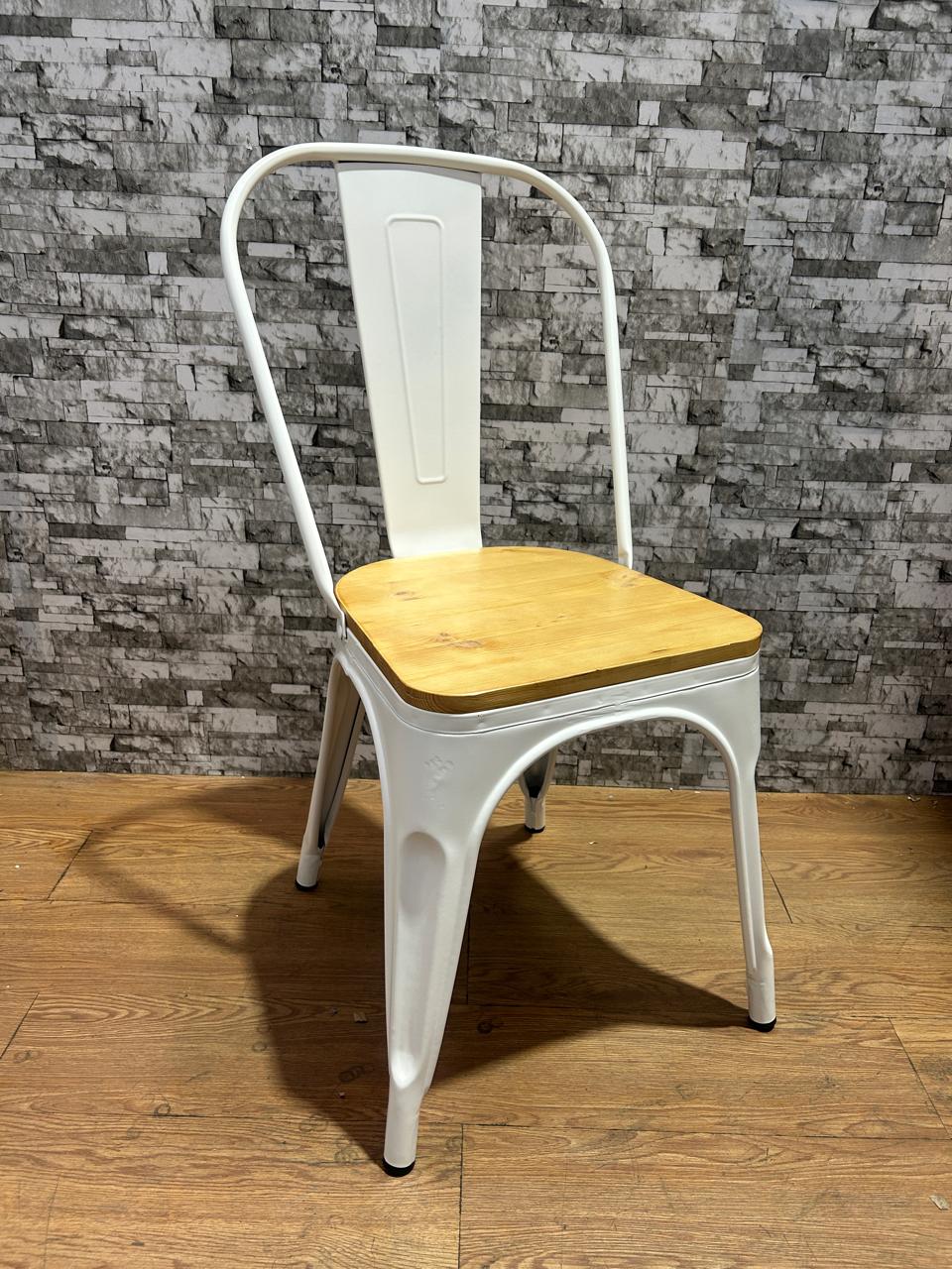 Pack x4 Silla Tolix Asiento Madera Clara