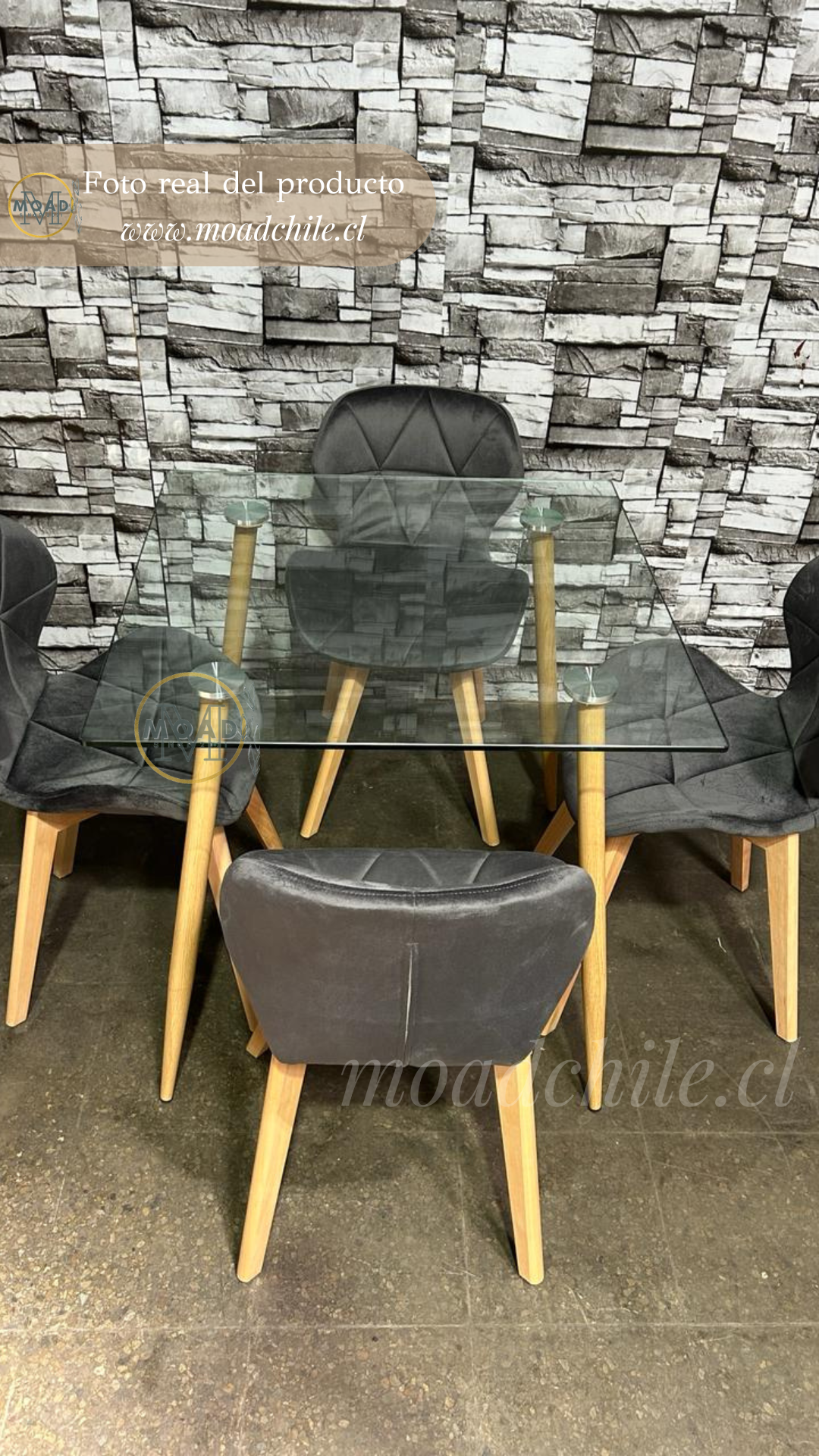 Comedor Cuadradado de Vidrio 4P Foxy
