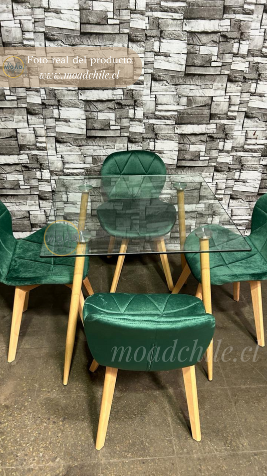 Comedor Cuadradado de Vidrio 4P Foxy
