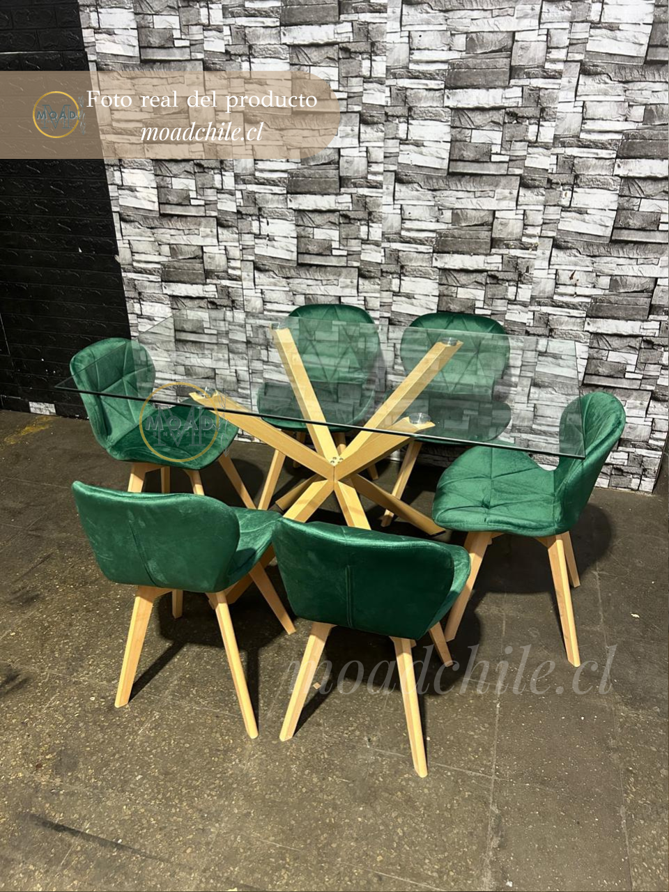 Comedor Rectangular London Cross Mariposa Terciopelo 6P