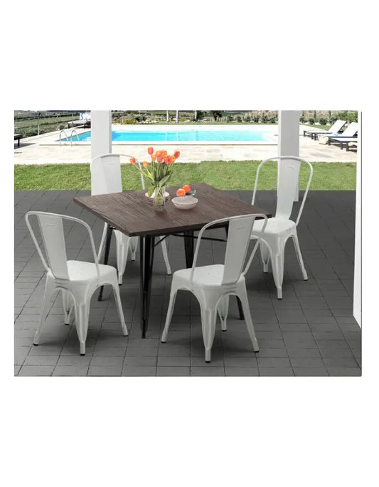Comedor Cuadrado Tolix Wood 4P