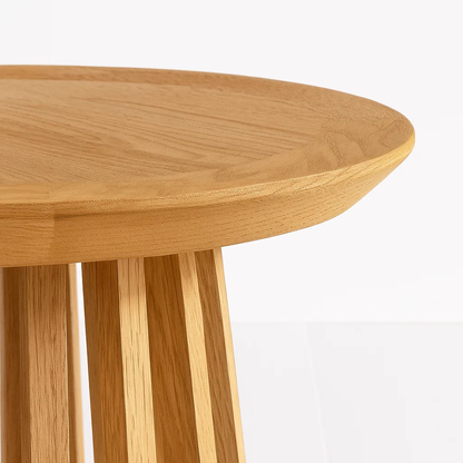 Mesa Redonda de 50 cm Madera Natural con Base Estilo Rejilla