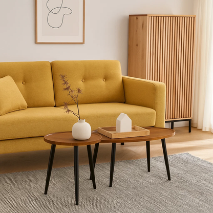 Set de Mesas de Centro Nido - Diseño Moderno de Madera y Metal