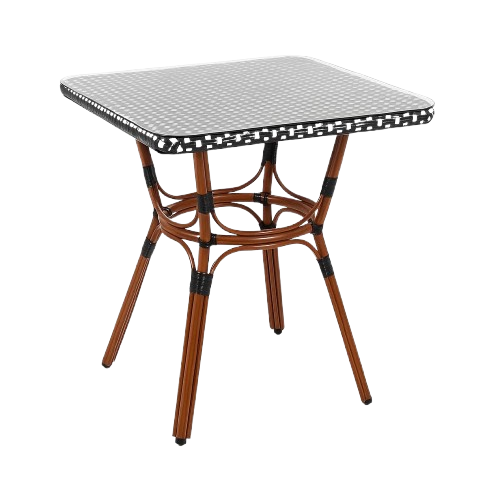 Mesa Bistro Parisino con Metál y Rattan Sintético