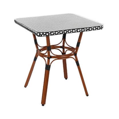 Mesa Bistro Parisino con Metál y Rattan Sintético