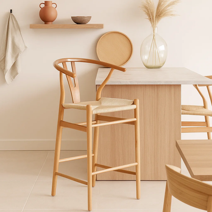 Taburete Wishbone Madera Natural
