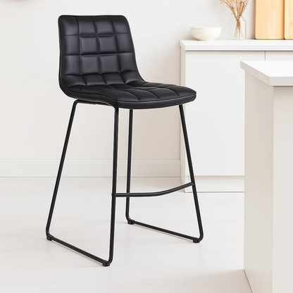 Taburete Alto Milano Cuero Sintetico con Patas Metálicas Estilo Industrial
