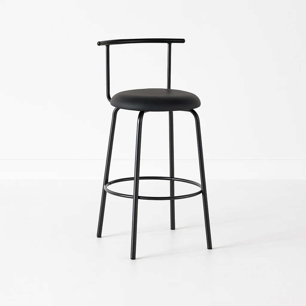 Taburete Alto Oslo Metal y Cuero Sintético - Negro