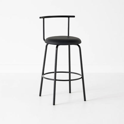 Taburete Alto Oslo Metal y Cuero Sintético - Negro