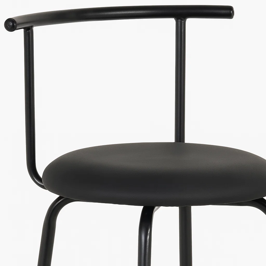 Taburete Alto Oslo Metal y Cuero Sintético - Negro