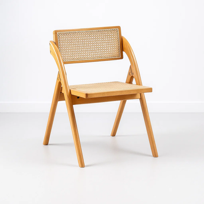 Silla Ambar Plegable de Madera Rattan Natural