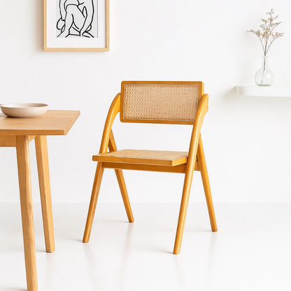 Silla Ambar Plegable de Madera Rattan Natural