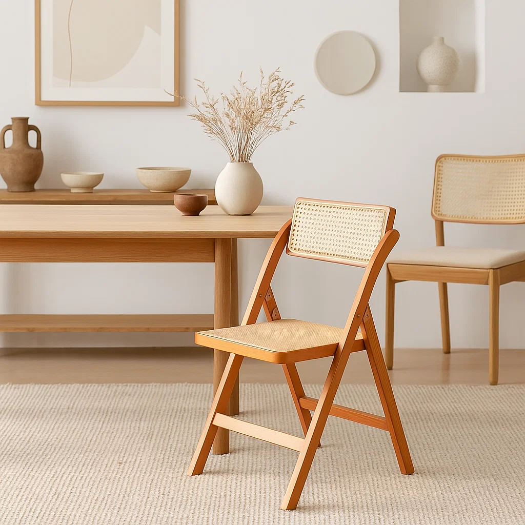 Silla Mistral Plegable de Madera Rattan Natural