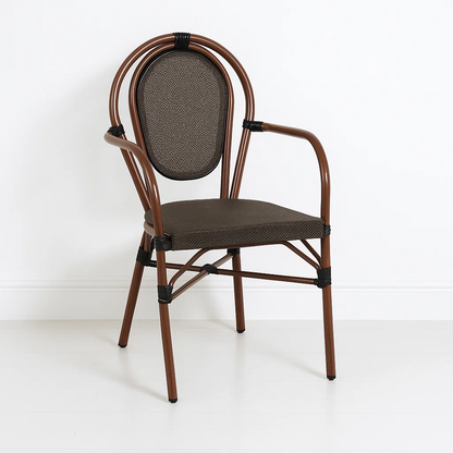 Silla Provence Parisina Rattan con Reposabrazos - Café Oscuro