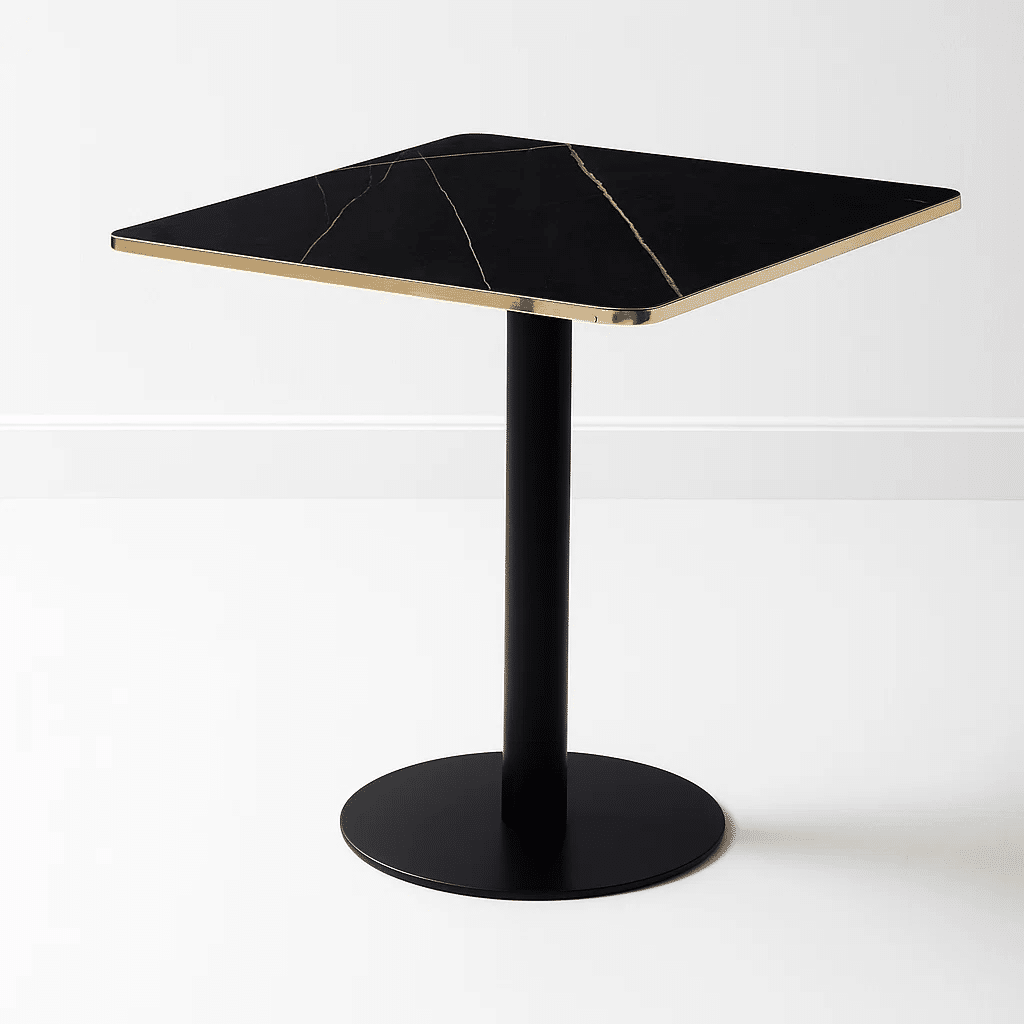 Mesa Luxor de Mdf Efecto Marmol Negro con Dorado