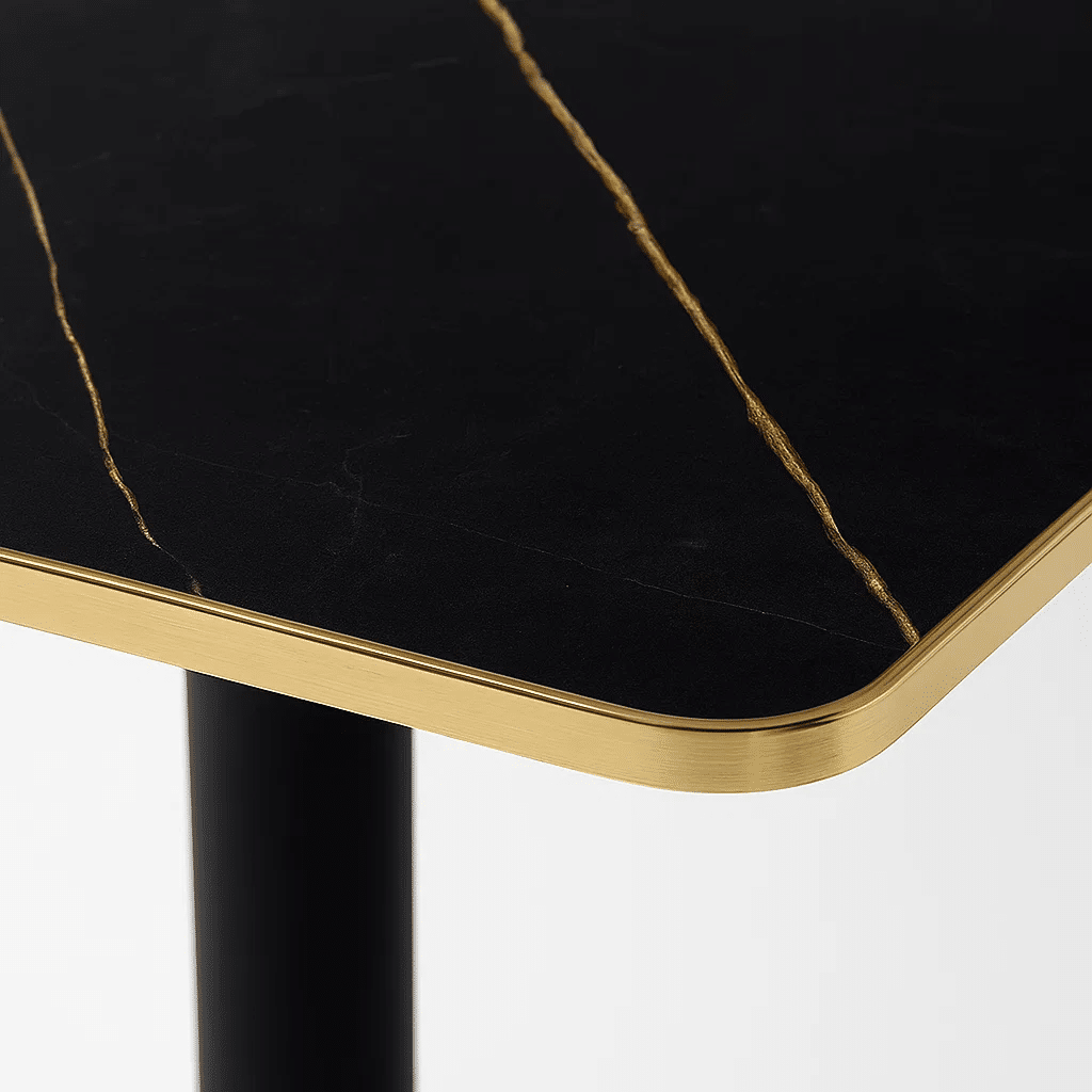 Mesa Luxor de Mdf Efecto Marmol Negro con Dorado