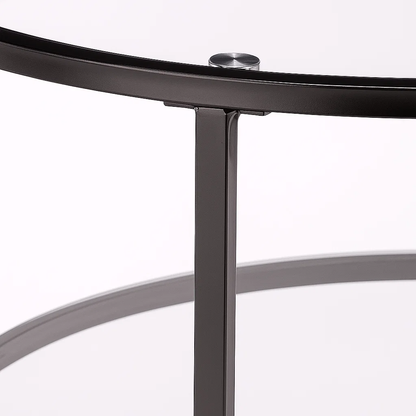 Mesa de Centro Orbe con Vidrio y Metal Negro