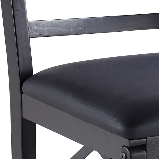 Silla Industrial Plegable con Marco Negro y Tapizado Sintético