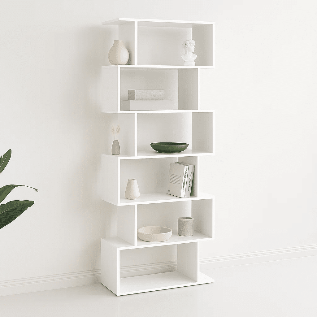 Estantería Moderna ZigZag de 6 Niveles - Blanco