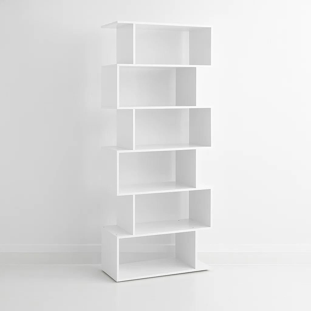 Estantería Moderna ZigZag de 6 Niveles - Blanco