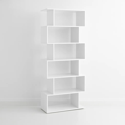 Estantería Moderna ZigZag de 6 Niveles - Blanco
