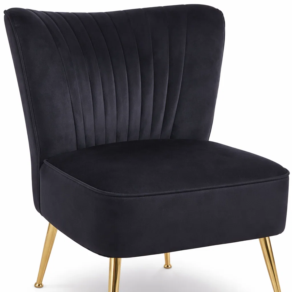 Sillón Glamour Noir con Patas Doradas - Negro