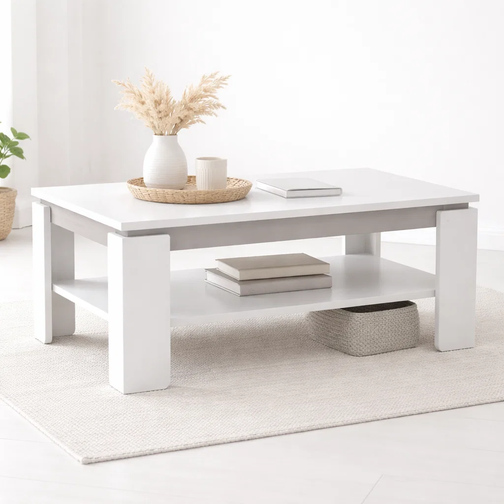 Mesa De Centro de Dos Niveles Oslo Blanca
