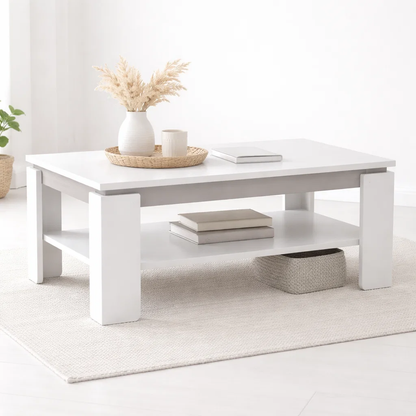 Mesa De Centro de Dos Niveles Oslo Blanca