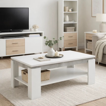 Mesa De Centro de Dos Niveles Oslo Blanca