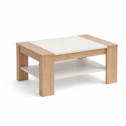 Mesa De Centro de Dos Niveles Coffee Blanco Roble