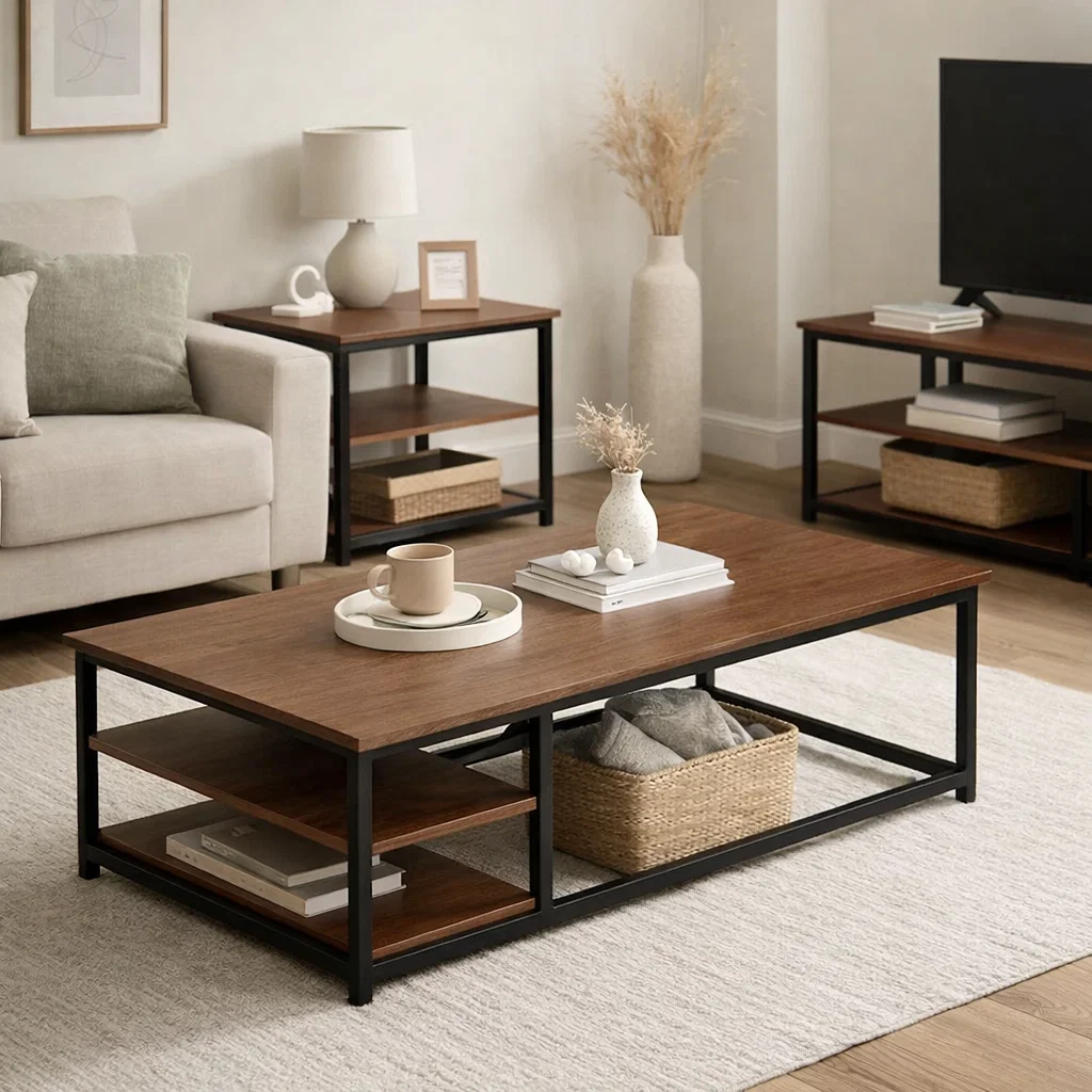 Mesa de centro Rectangular con Repisas Begoña
