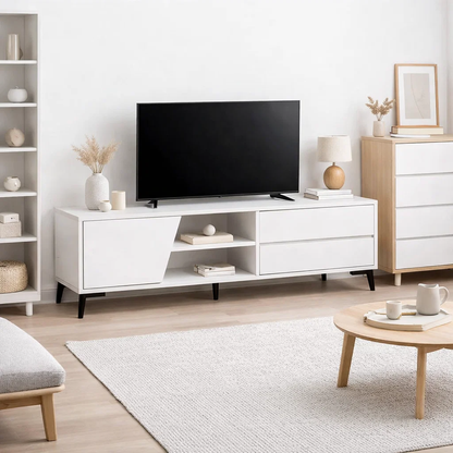 Rack Tv Valencia Blanco con Gavetas y Estante