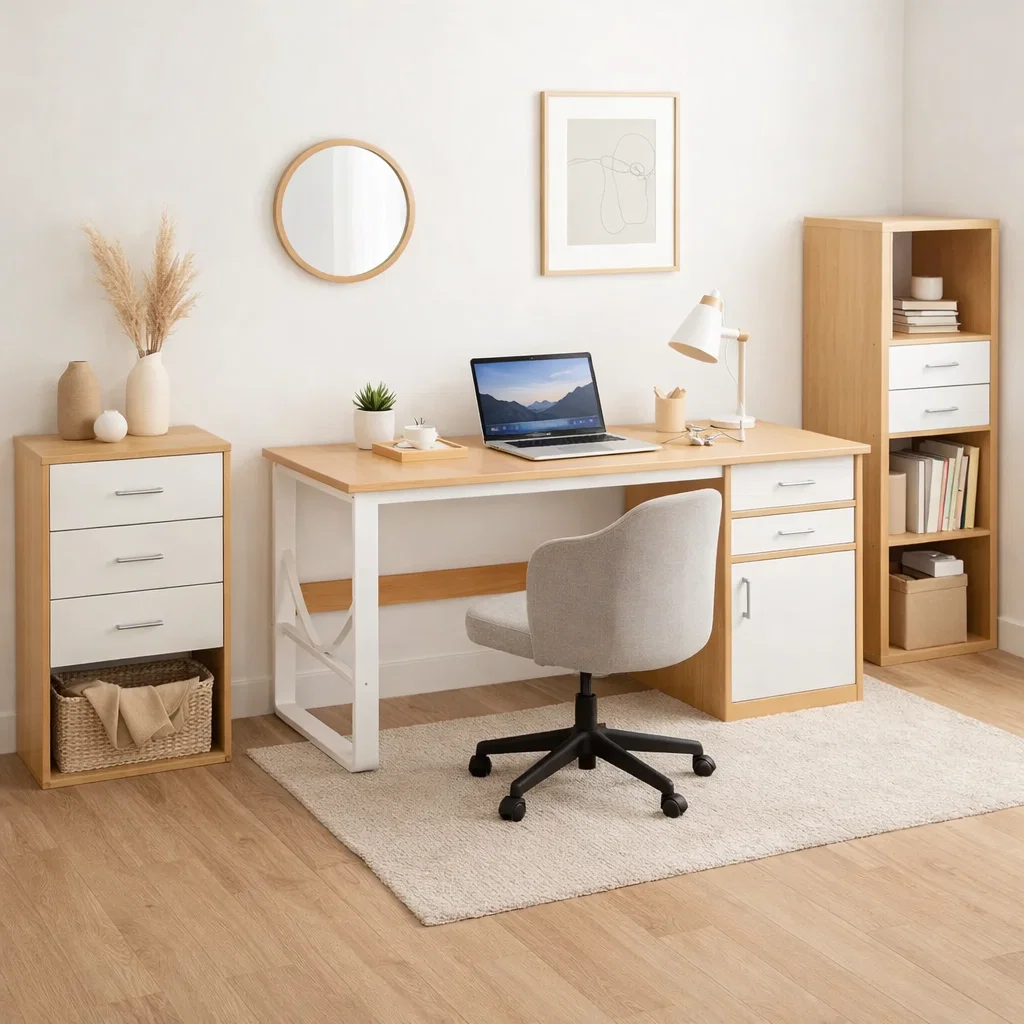 Escritorio Andalucía con Gavetas y Puerta Light Wood