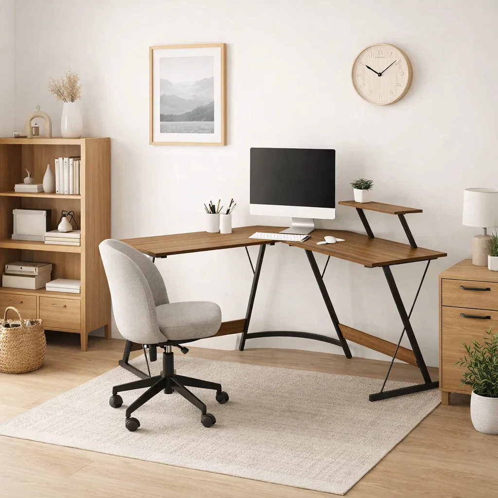 Escritorio Esquinero en L Madera Yesker
