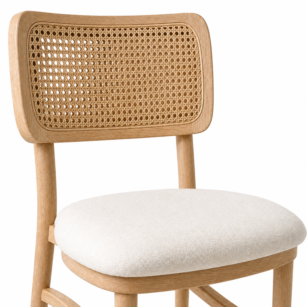 Pack de 2 Sillas Kansas de Estilo Natural Con Respaldo Tejido y Asiento Acolchado
