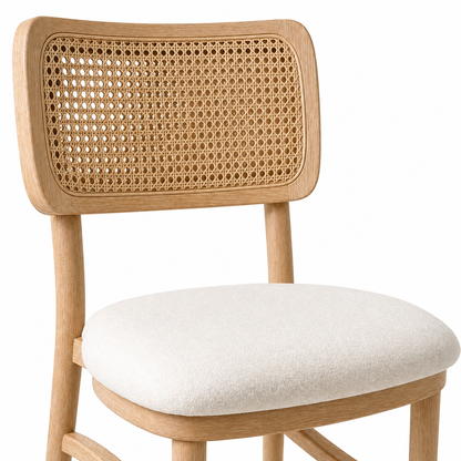 Pack de 2 Sillas Kansas de Estilo Natural Con Respaldo Tejido y Asiento Acolchado