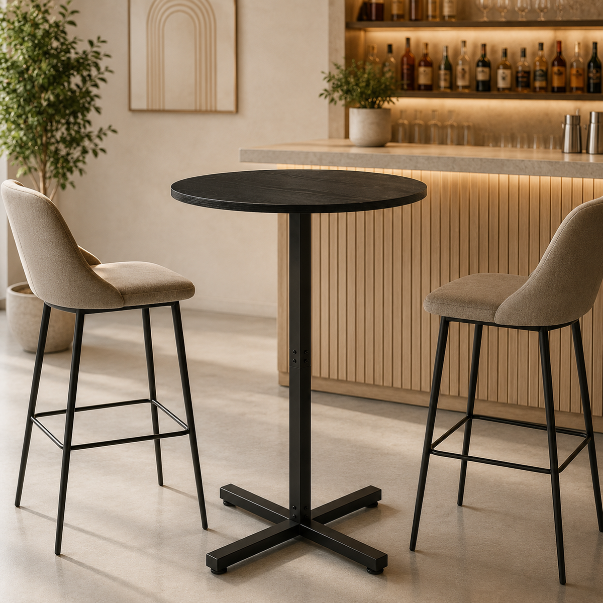 Mesa Alta para Bar cubierta Negra Tach D60