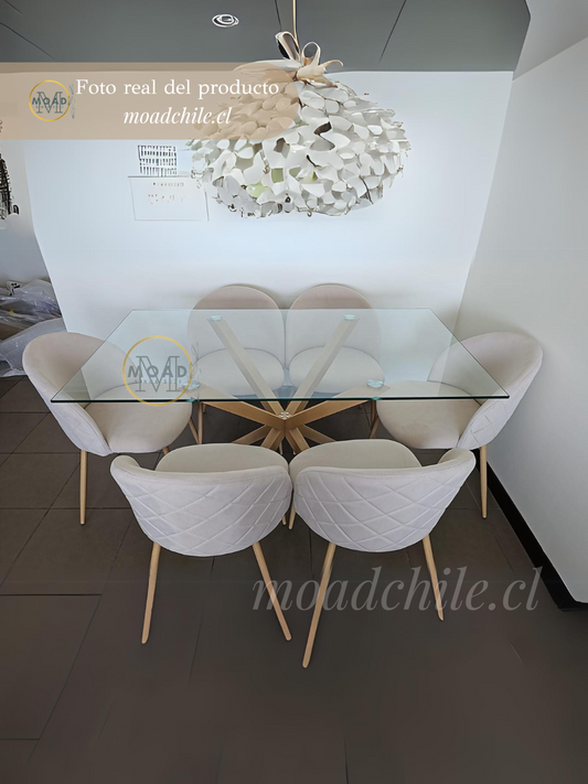 Comedor Rectangular Moscú Gabrielle Terciopelo 6P